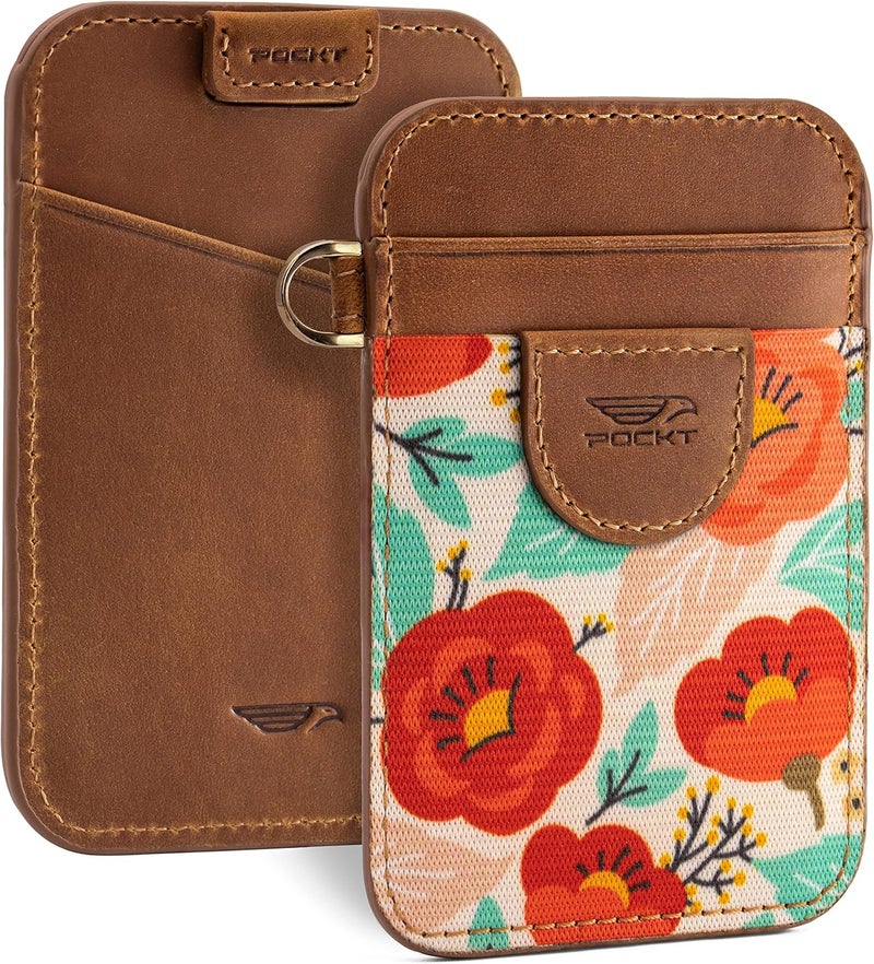 POCKT Slim Wallet for Women - Thin Card Wallets - RFID Wallet Credit Card Holder - Minimalist Keychain Wallets | Poppy - Image 1